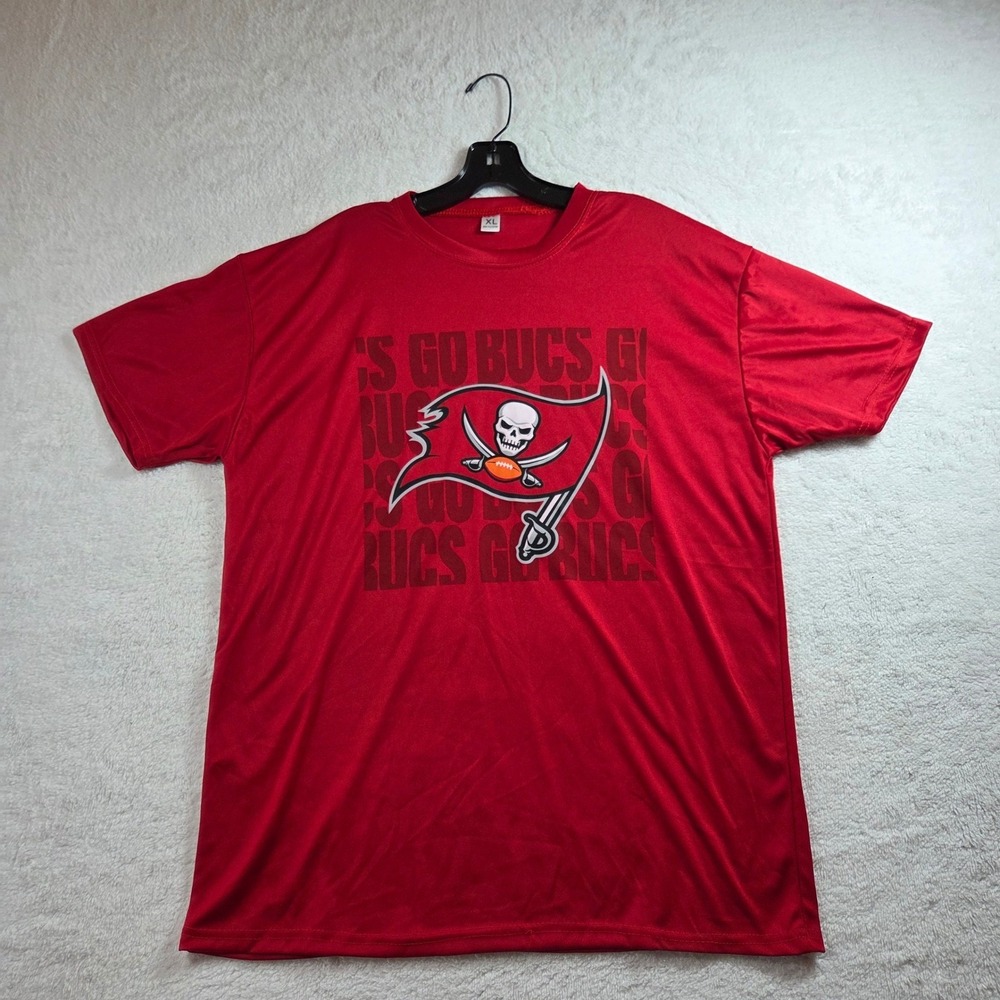 Tampa Bay Buccaneers GO BUCS Mens XL Red Poly T Shirt